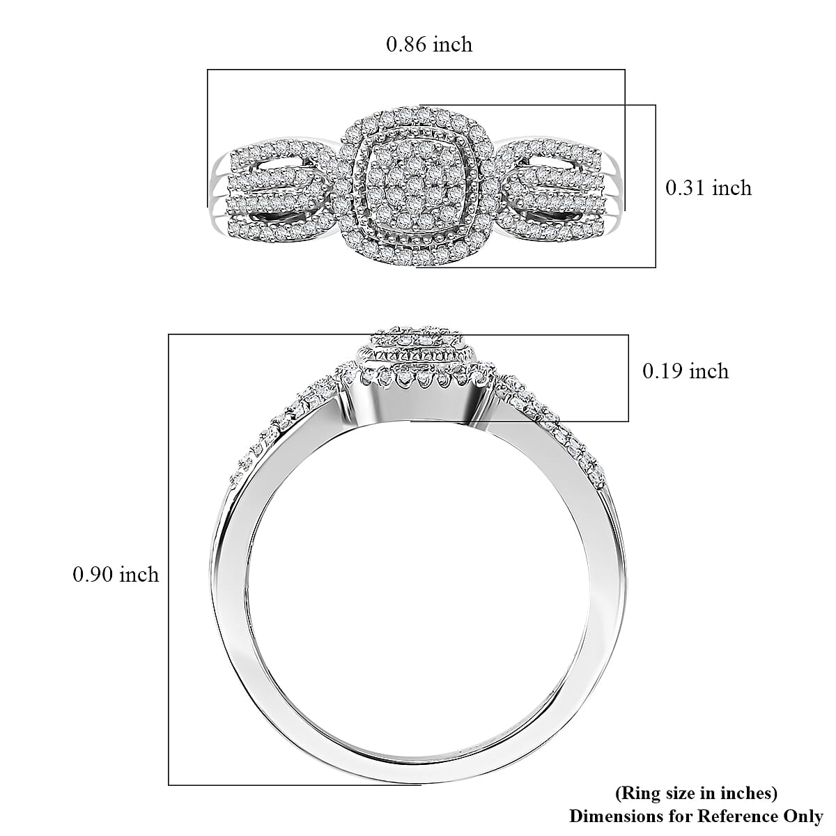 White Diamond 0.33 ctw Eternal Love Ring in Rhodium Over Sterling Silver (Size 10.0)