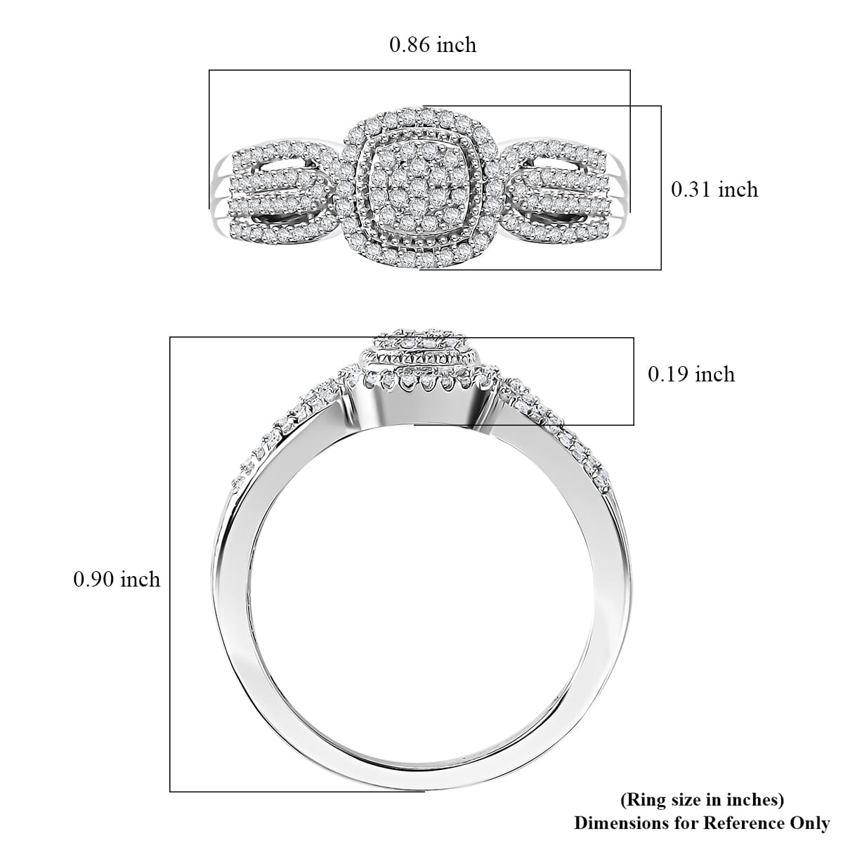 White Diamond 0.33 ctw Eternal Love Ring in Rhodium Over Sterling Silver (Size 6.0) image number 5