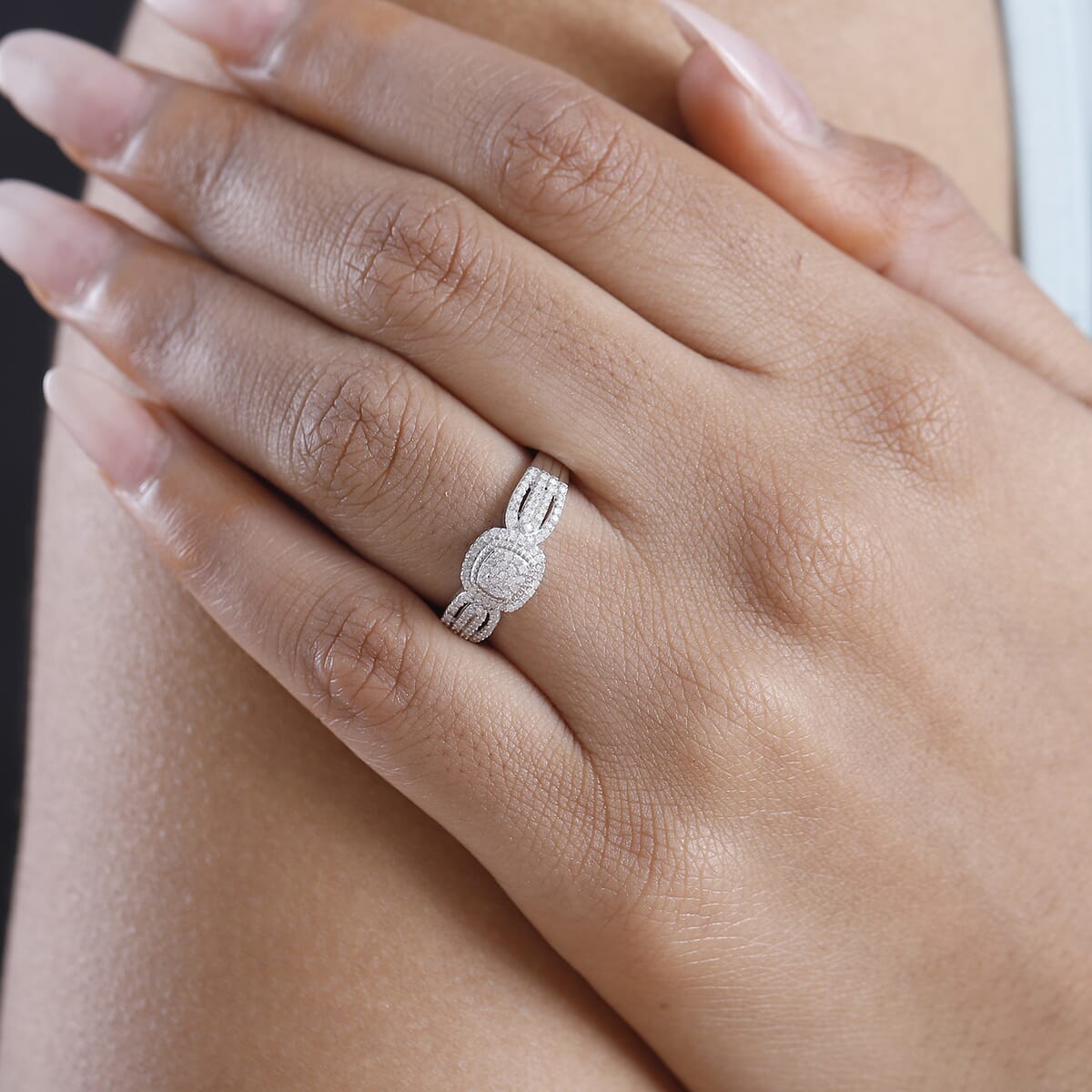 White Diamond 0.33 ctw Eternal Love Ring in Rhodium Over Sterling Silver (Size 9.0) image number 2
