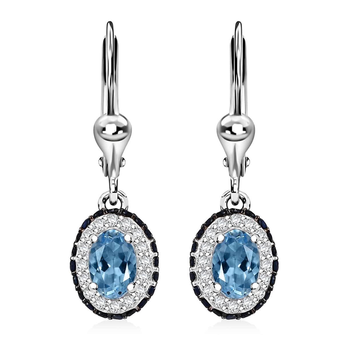 Santa Maria Aquamarine and Multi Gemstone 1.35 ctw Ocean Whisper Earrings in Rhodium Over Sterling Silver image number 0