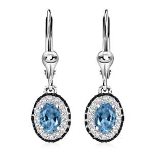 Santa Maria Aquamarine and Multi Gemstone 1.35 ctw Ocean Whisper Earrings in Rhodium Over Sterling Silver