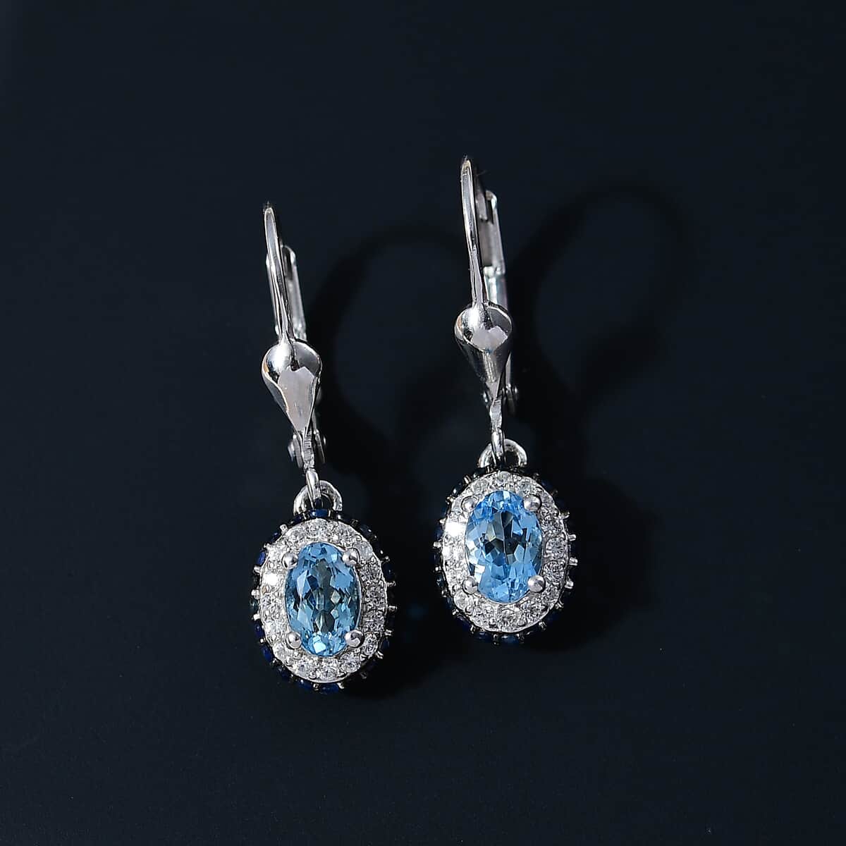 Santa Maria Aquamarine and Multi Gemstone 1.35 ctw Ocean Whisper Earrings in Rhodium Over Sterling Silver image number 1