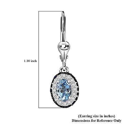 Santa Maria Aquamarine and Multi Gemstone 1.35 ctw Ocean Whisper Earrings in Rhodium Over Sterling Silver