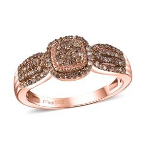 Natural Champagne Diamond 0.33 ctw Eternal Love Ring in 18K Vermeil Rose Gold Over Sterling Silver (Size 5.0)