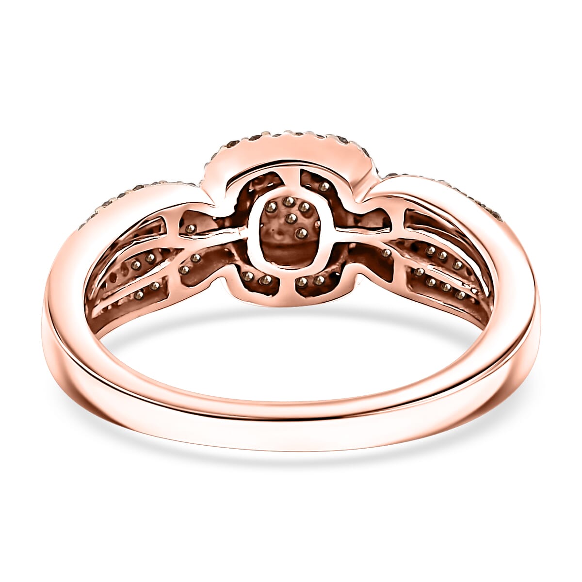Natural Champagne Diamond 0.33 ctw Eternal Love Ring in 18K Vermeil Rose Gold Over Sterling Silver (Size 5.0) image number 4