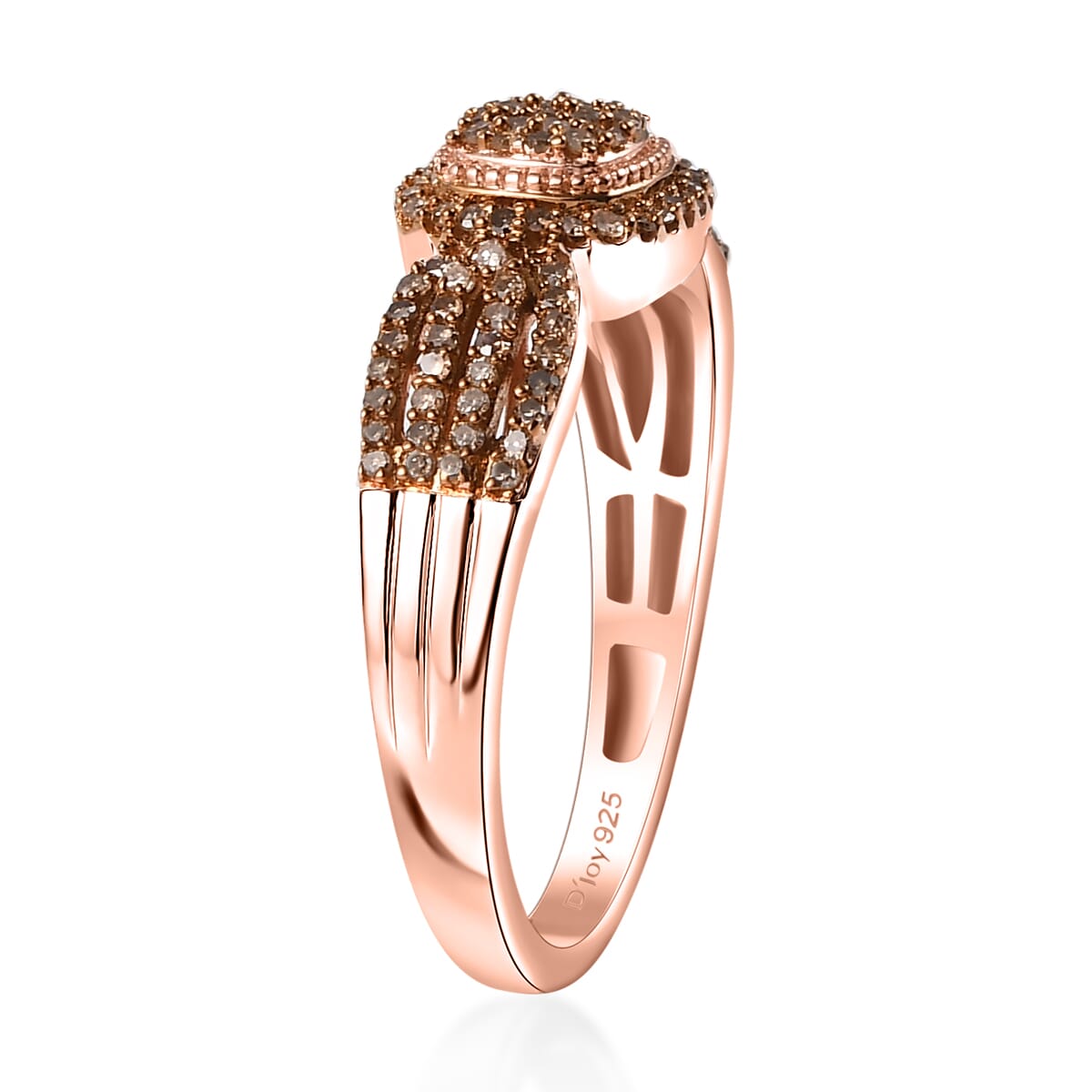 Natural Champagne Diamond 0.33 ctw Eternal Love Ring in 18K Vermeil Rose Gold Over Sterling Silver (Size 6.0) image number 3