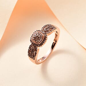D'Joy Natural Champagne Diamond 0.33 ctw Eternal Love Ring in 18K Vermeil Rose Gold Over Sterling Silver (Size 8.0)