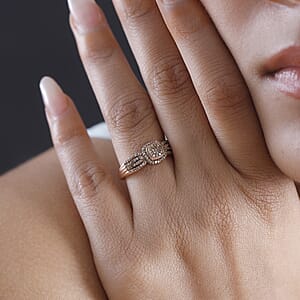 D'Joy Natural Champagne Diamond 0.33 ctw Eternal Love Ring in 18K Vermeil Rose Gold Over Sterling Silver (Size 8.0)