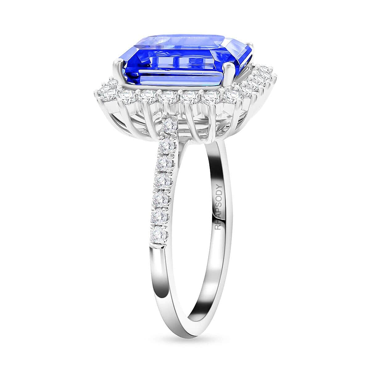Certified & Appraised Rhapsody AAAA Tanzanite and E-F VS Diamond 7.50 ctw Ring in 950 Platinum (Size 7.5) 7.22 Grams image number 3