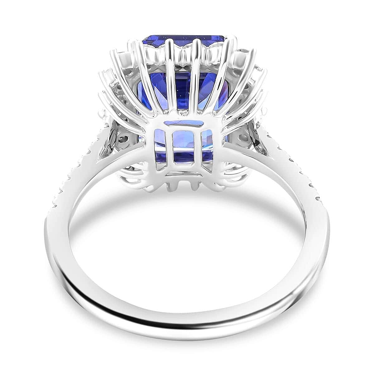 Certified & Appraised Rhapsody AAAA Tanzanite and E-F VS Diamond 7.50 ctw Ring in 950 Platinum (Size 7.5) 7.22 Grams image number 4