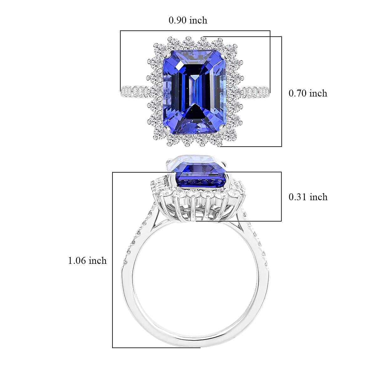Certified & Appraised Rhapsody AAAA Tanzanite and E-F VS Diamond 7.50 ctw Ring in 950 Platinum (Size 7.5) 7.22 Grams image number 5