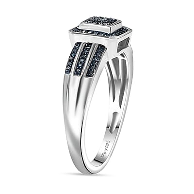 Blue Diamond 0.25 ctw Ring in Rhodium Over Sterling Silver (Size 10.0)