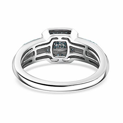 Blue Diamond 0.25 ctw Ring in Rhodium Over Sterling Silver (Size 10.0)