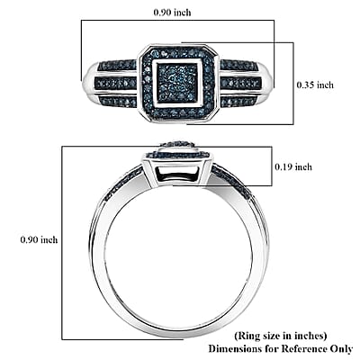 Blue Diamond 0.25 ctw Ring in Rhodium Over Sterling Silver (Size 10.0)