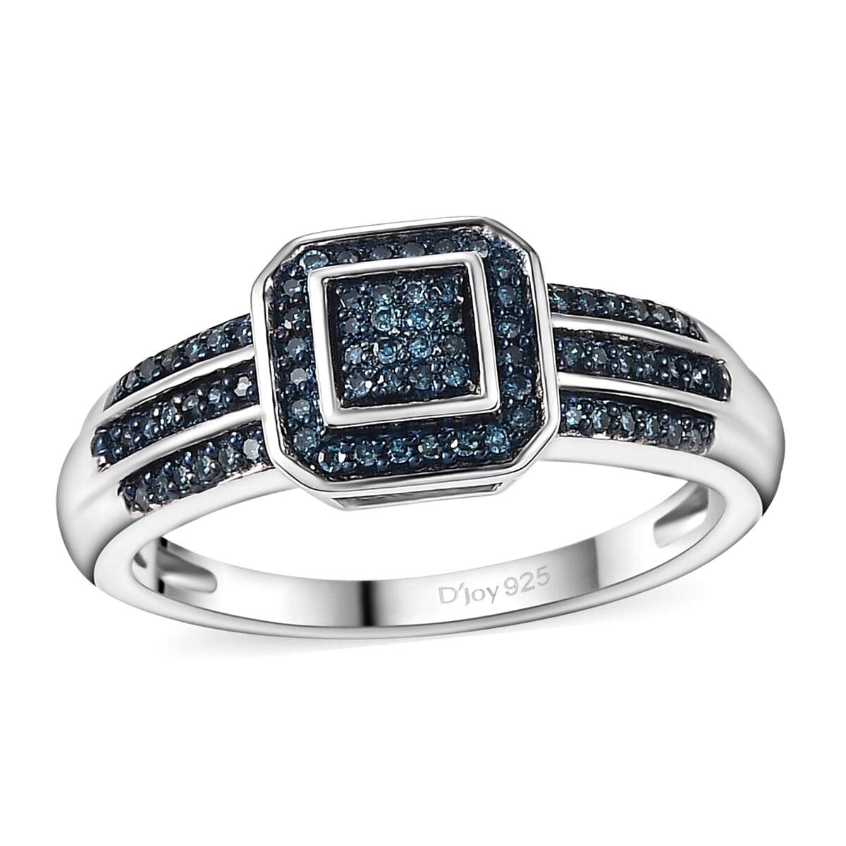 Blue Diamond 0.25 ctw Ring in Rhodium Over Sterling Silver (Size 8.0) image number 0