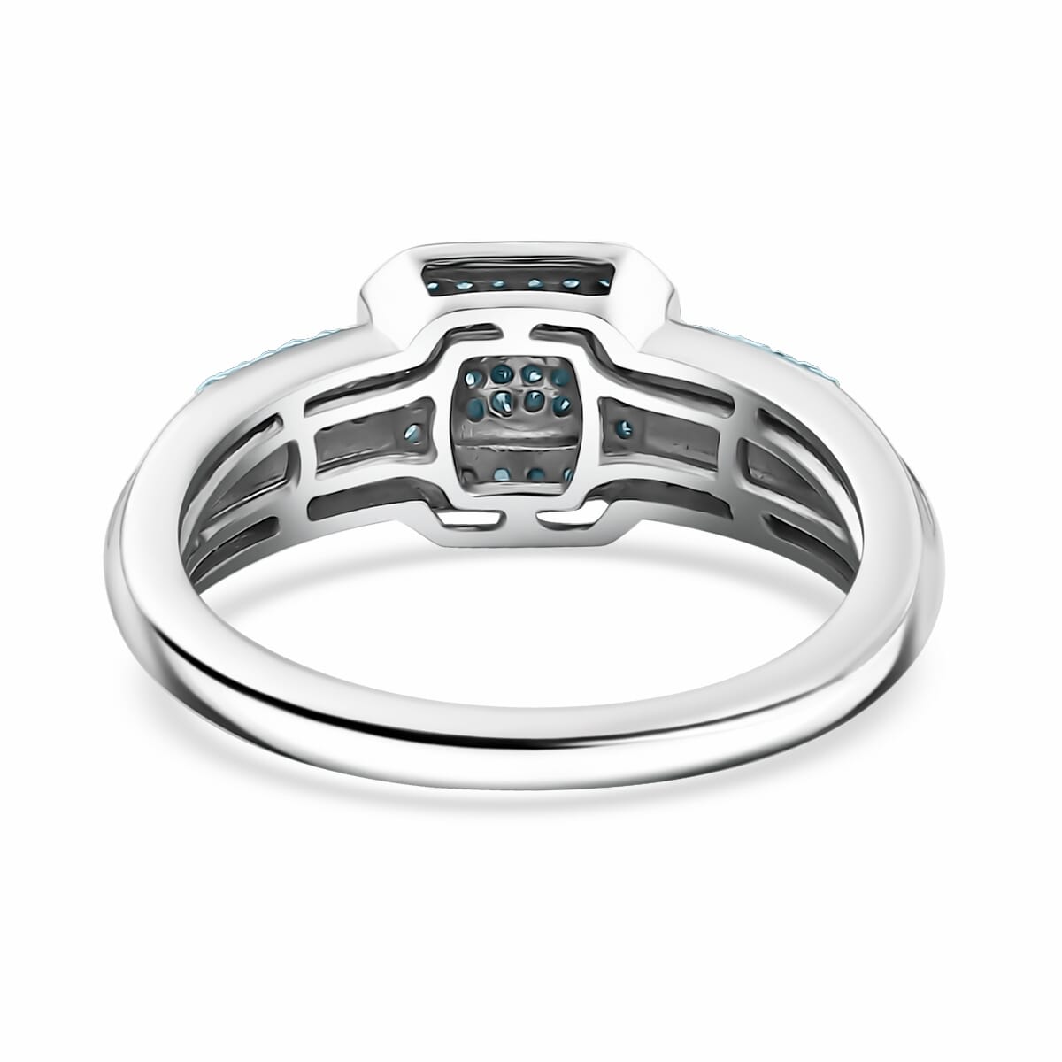 Blue Diamond 0.25 ctw Ring in Rhodium Over Sterling Silver (Size 8.0) image number 4
