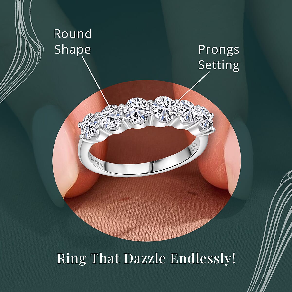 Luxuriant Lab Grown Diamond 1.65 ctw Ring in 14K White Gold (Size 8.0) image number 5