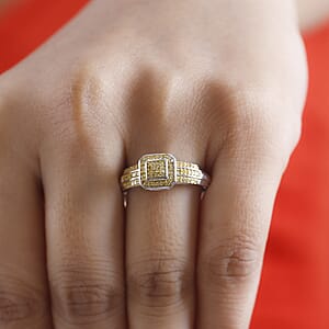 D'Joy Yellow Diamond 0.25 ctw Ring in Rhodium Over Sterling Silver (Size 10.0)