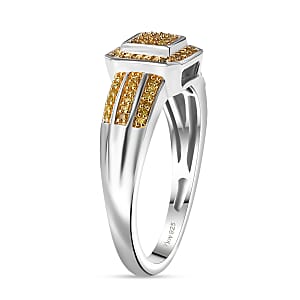 D'Joy Yellow Diamond 0.25 ctw Ring in Rhodium Over Sterling Silver (Size 10.0)