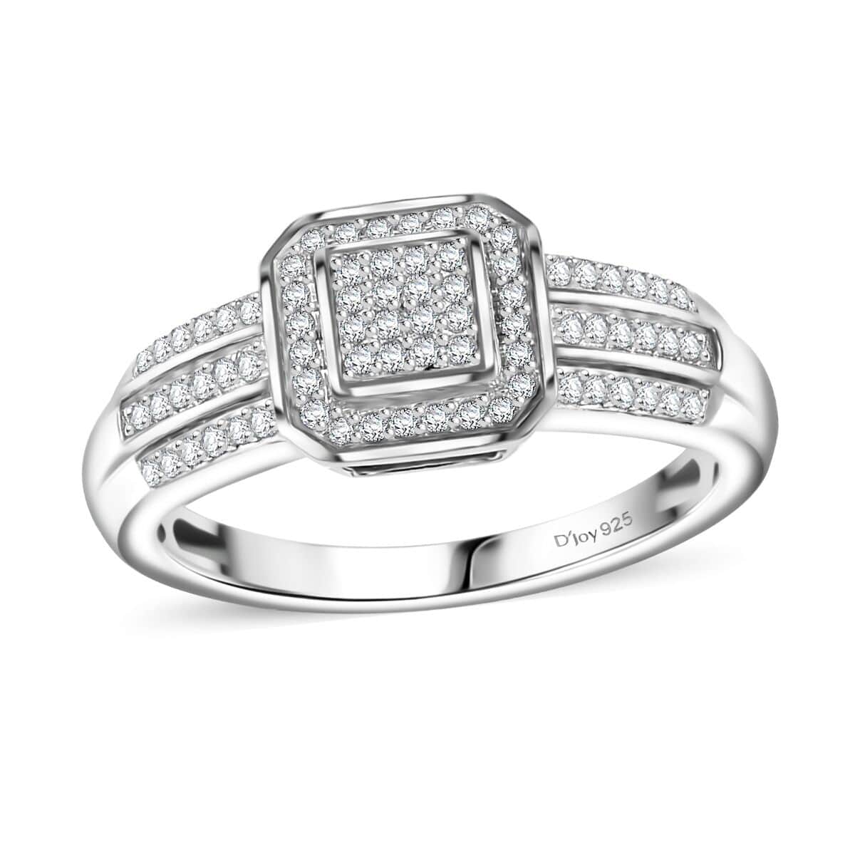 Doorbuster Diamond 0.25 ctw Halo Ring in Rhodium Over Sterling Silver (Size 7.0) image number 0