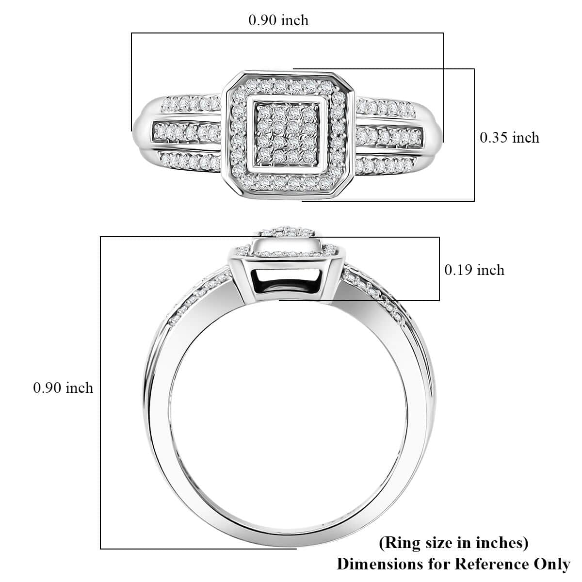 Doorbuster Diamond 0.25 ctw Halo Ring in Rhodium Over Sterling Silver (Size 7.0) image number 5