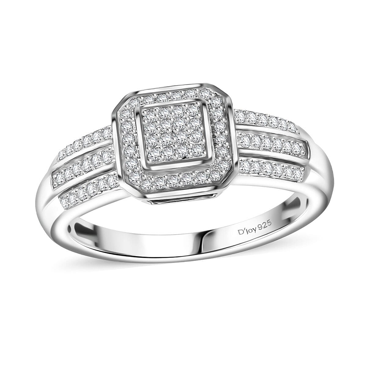 D'Joy Diamond 0.25 ctw Halo Ring in Rhodium Over Sterling Silver (Size 8.0) image number 0
