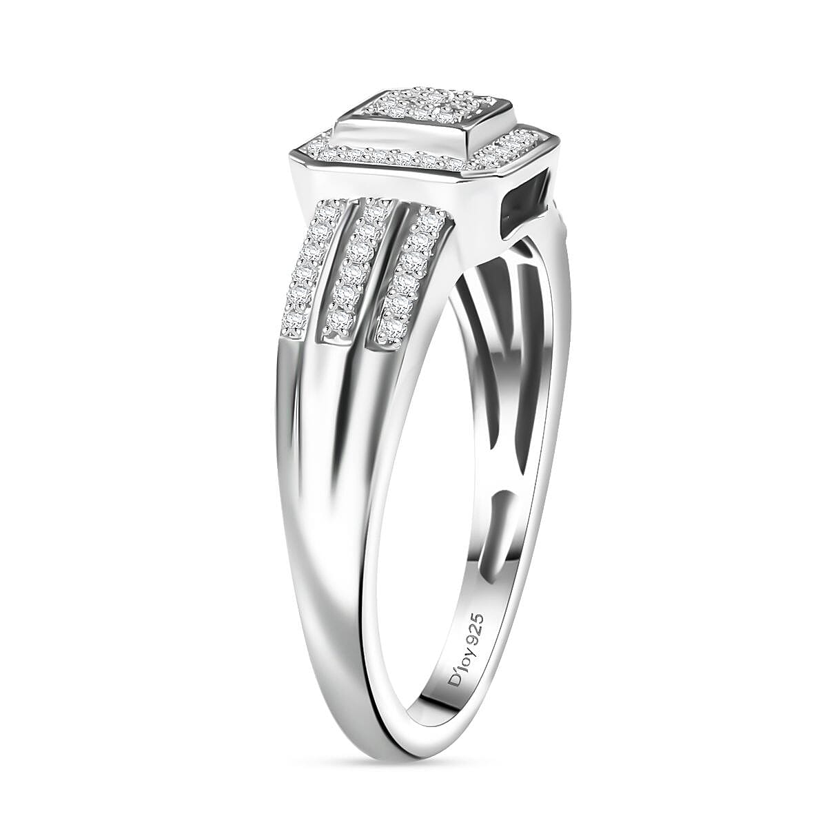 D'Joy Diamond 0.25 ctw Halo Ring in Rhodium Over Sterling Silver (Size 8.0) image number 3