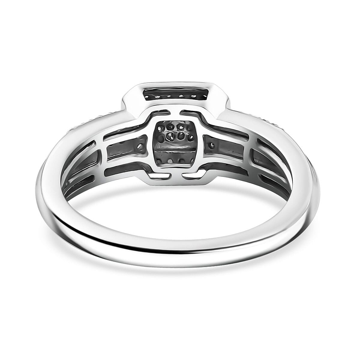 D'Joy Diamond 0.25 ctw Halo Ring in Rhodium Over Sterling Silver (Size 8.0) image number 4