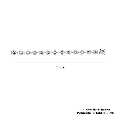 D'Joy Santa Maria Aquamarine and Moissanite 5.80 ctw Sunburst Bracelet in Rhodium Over Sterling Silver (6.50 In)