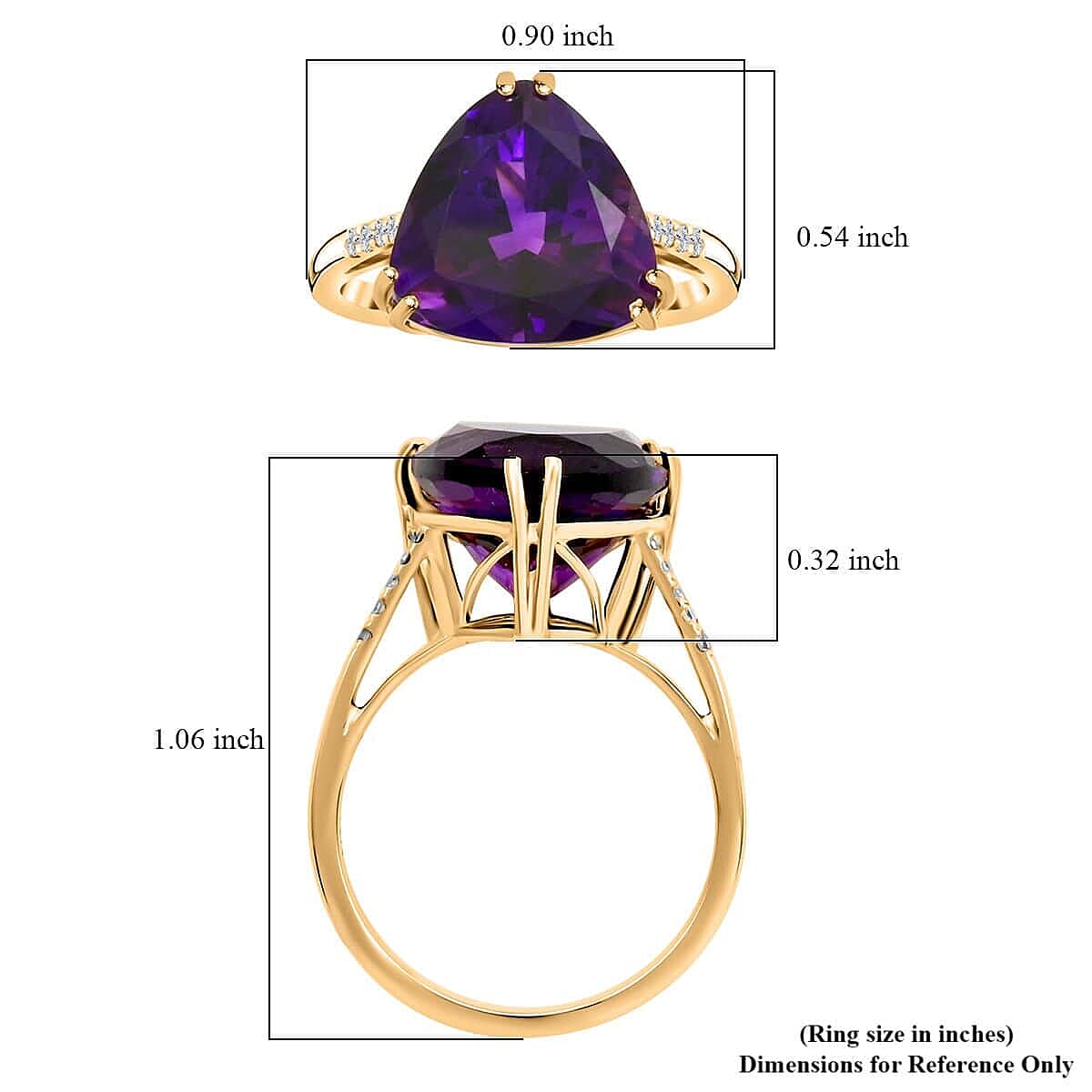 Luxoro AAA Moroccan Amethyst and G-H I2 Diamond 6.00 ctw Ring in 10K Yellow Gold (Size 5.0)  image number 5