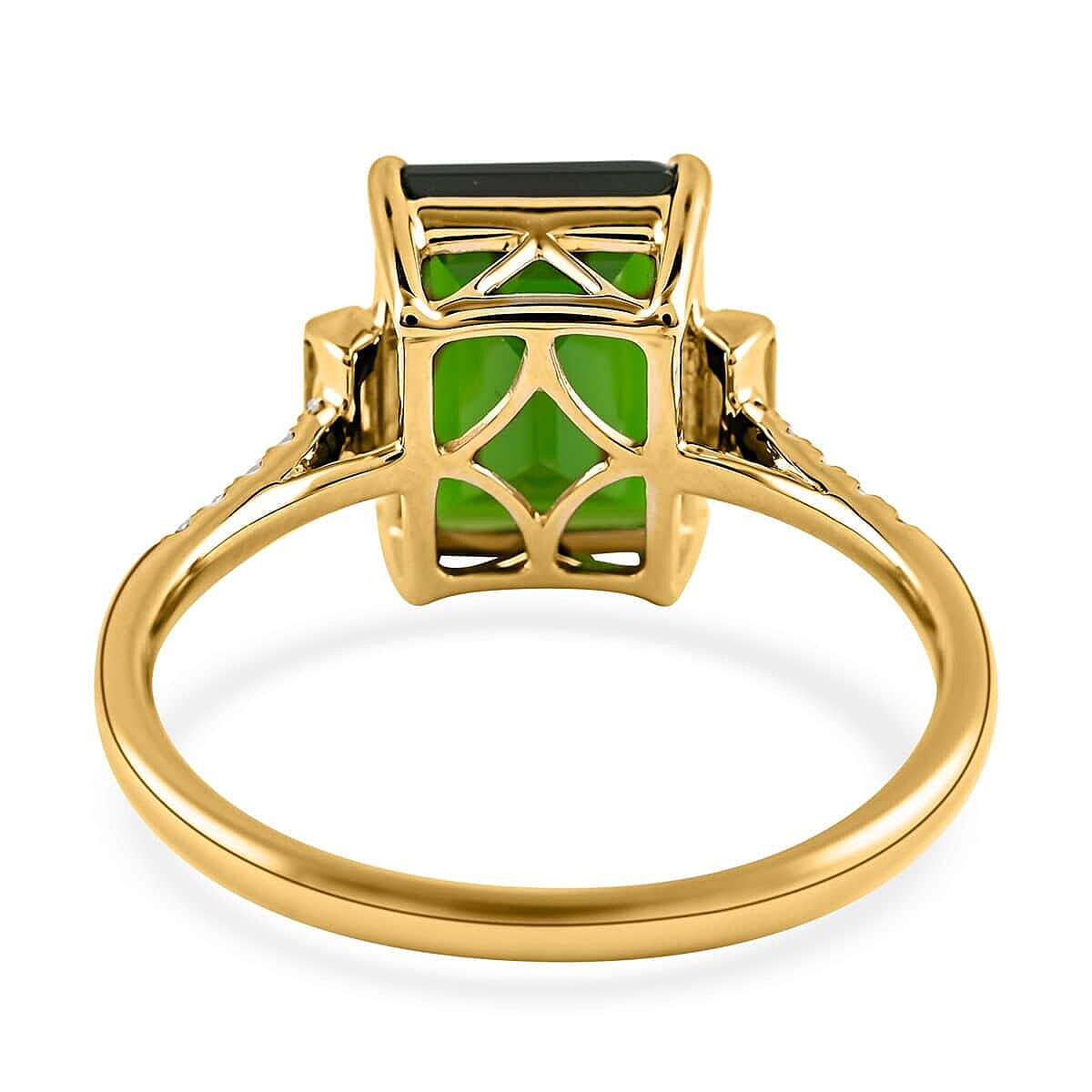 Certified & Appraised Luxoro AAA Chrome Diopside and G-H I1 Diamond 3.65 ctw Ring in 14K Yellow Gold (Size 7.5) image number 3