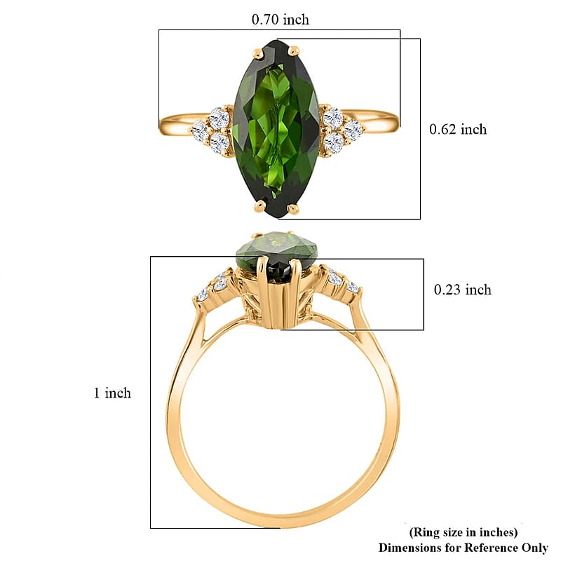 Certified & Appraised Luxoro AAA Chrome Diopside and G-H I1 Diamond 2.80 ctw Ring in 14K Yellow Gold (Size 5.0)
