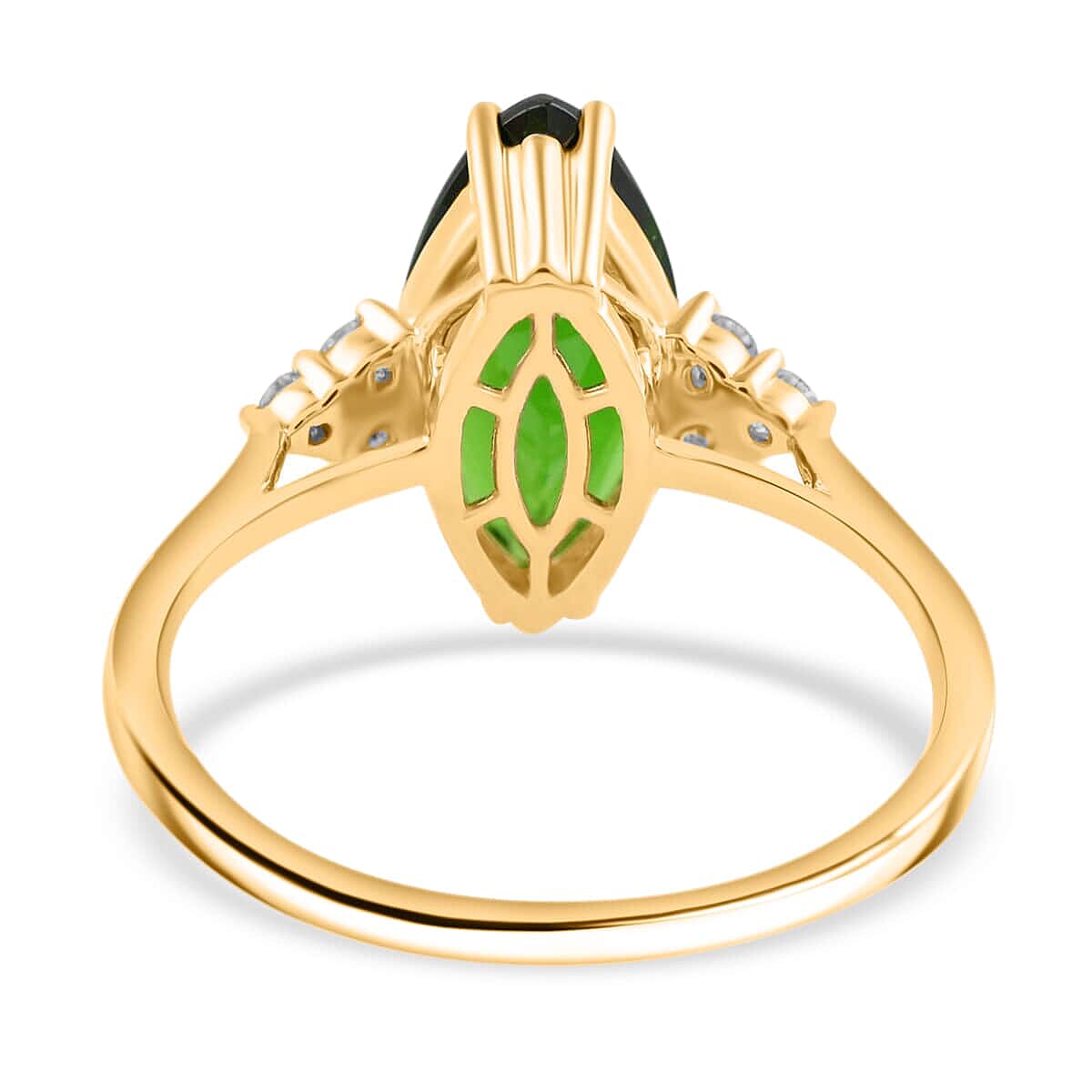 Certified & Appraised Luxoro AAA Chrome Diopside and G-H I1 Diamond 2.80 ctw Ring in 14K Yellow Gold (Size 8.5) image number 3