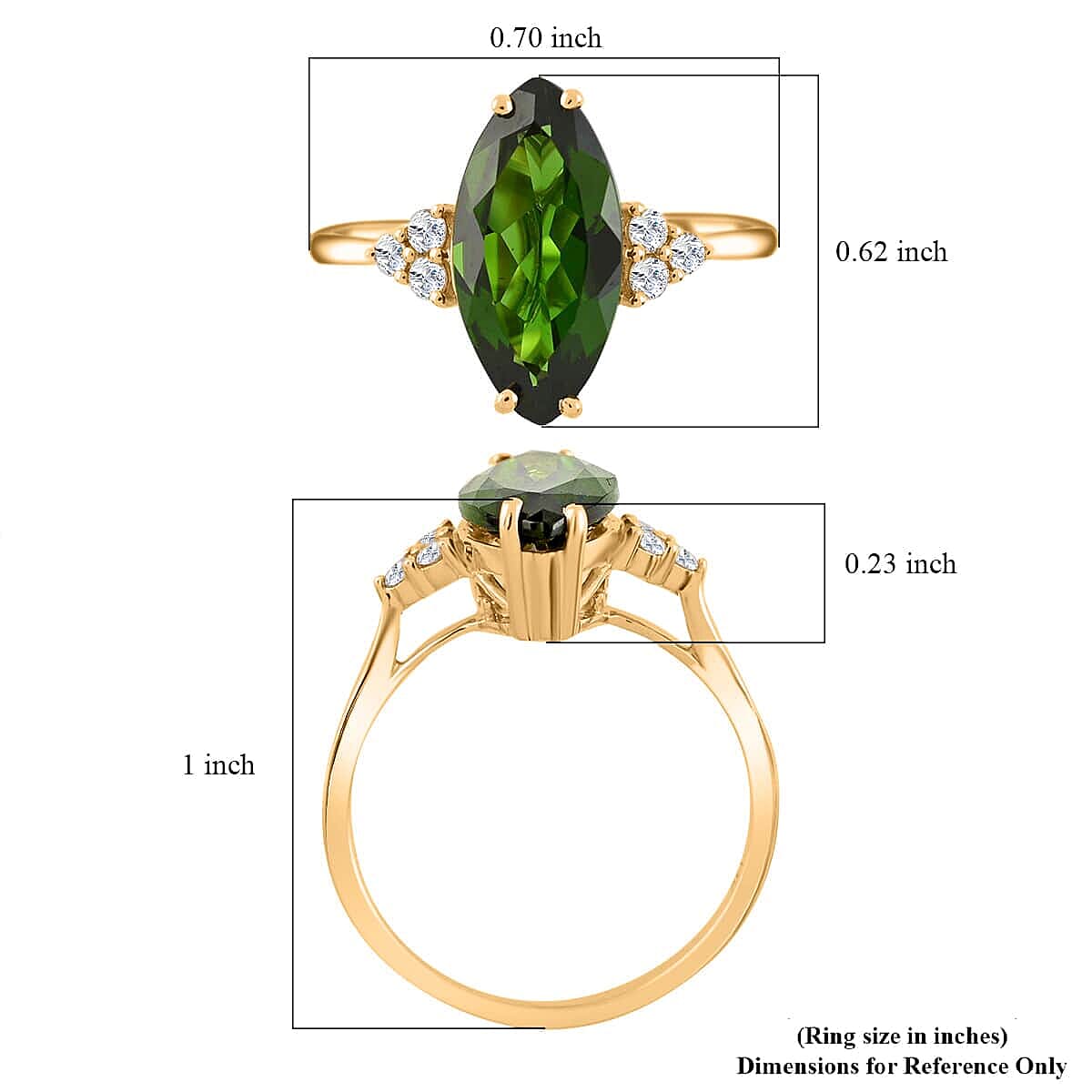 Certified & Appraised Luxoro AAA Chrome Diopside and G-H I1 Diamond 2.80 ctw Ring in 14K Yellow Gold (Size 8.5) image number 4