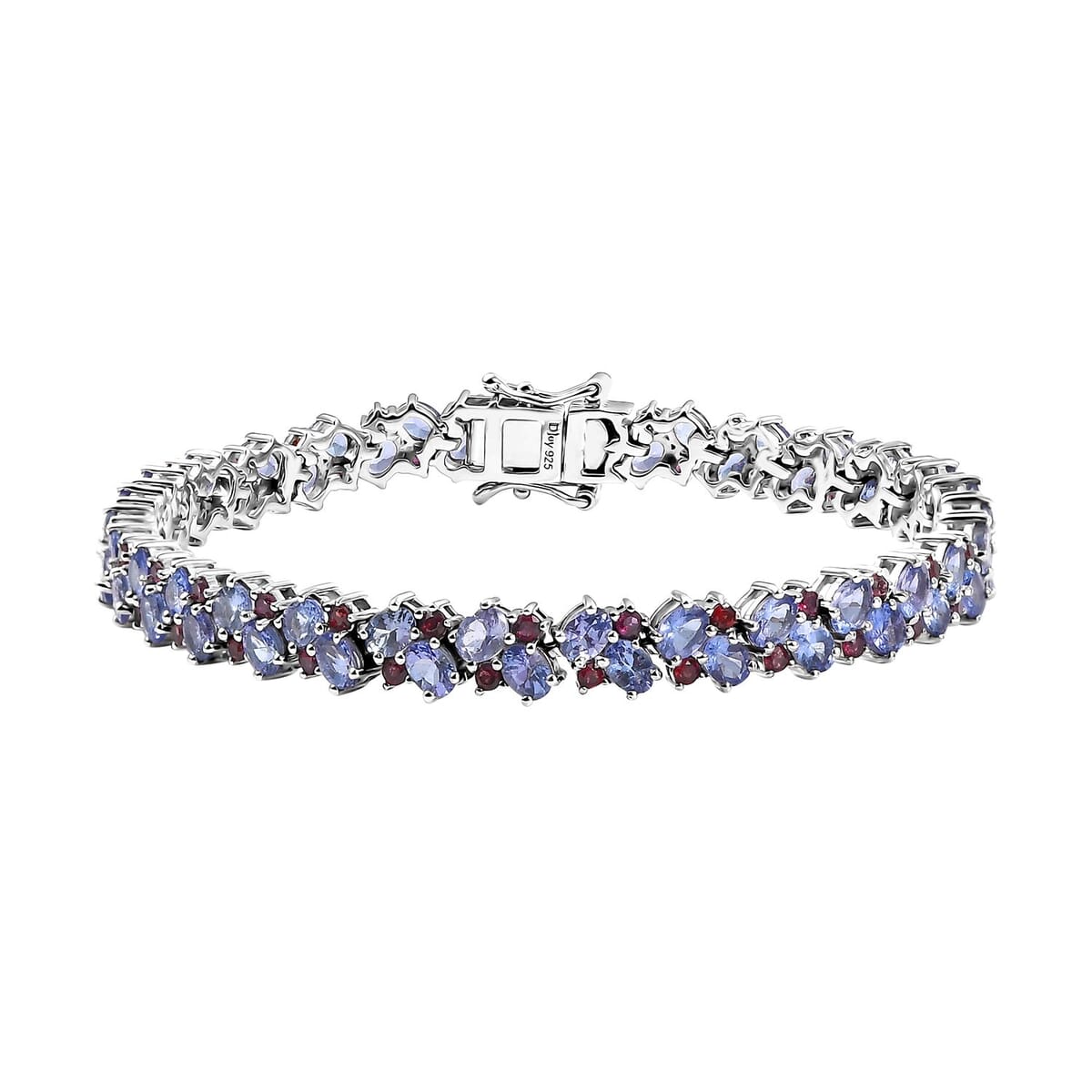 Tanzanite and Anthill Garnet 10.90 ctw Natural Blooming Bracelet in Rhodium Over Sterling Silver (7.25 In) image number 0