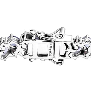 D'Joy Tanzanite and Anthill Garnet 10.90 ctw Natural Blooming Bracelet in Rhodium Over Sterling Silver (7.25 In)