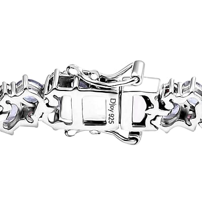 D'Joy Tanzanite and Anthill Garnet 10.90 ctw Natural Blooming Bracelet in Rhodium Over Sterling Silver (7.25 In)