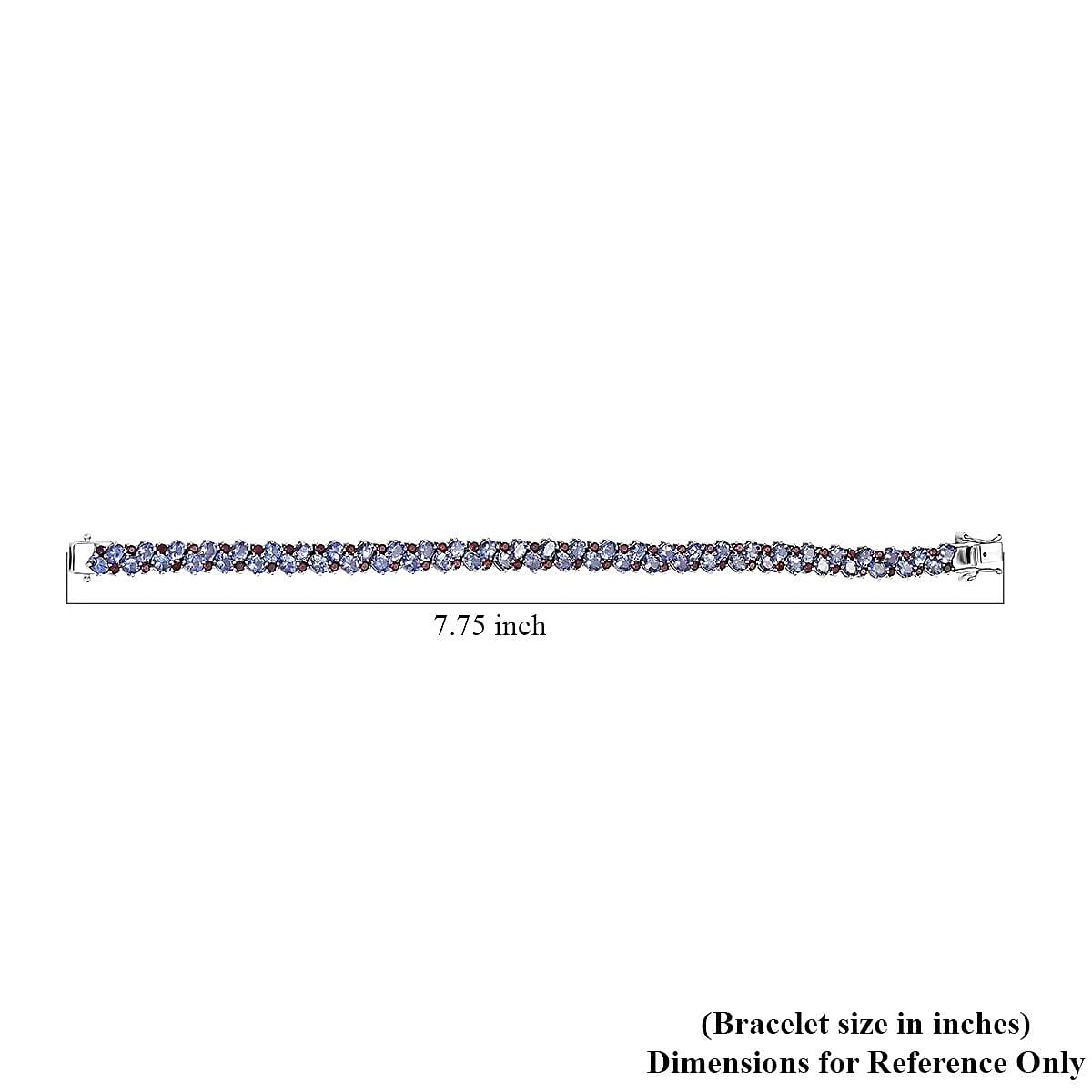 D'Joy Tanzanite and Anthill Garnet 10.90 ctw Natural Blooming Bracelet in Rhodium Over Sterling Silver (7.25 In)