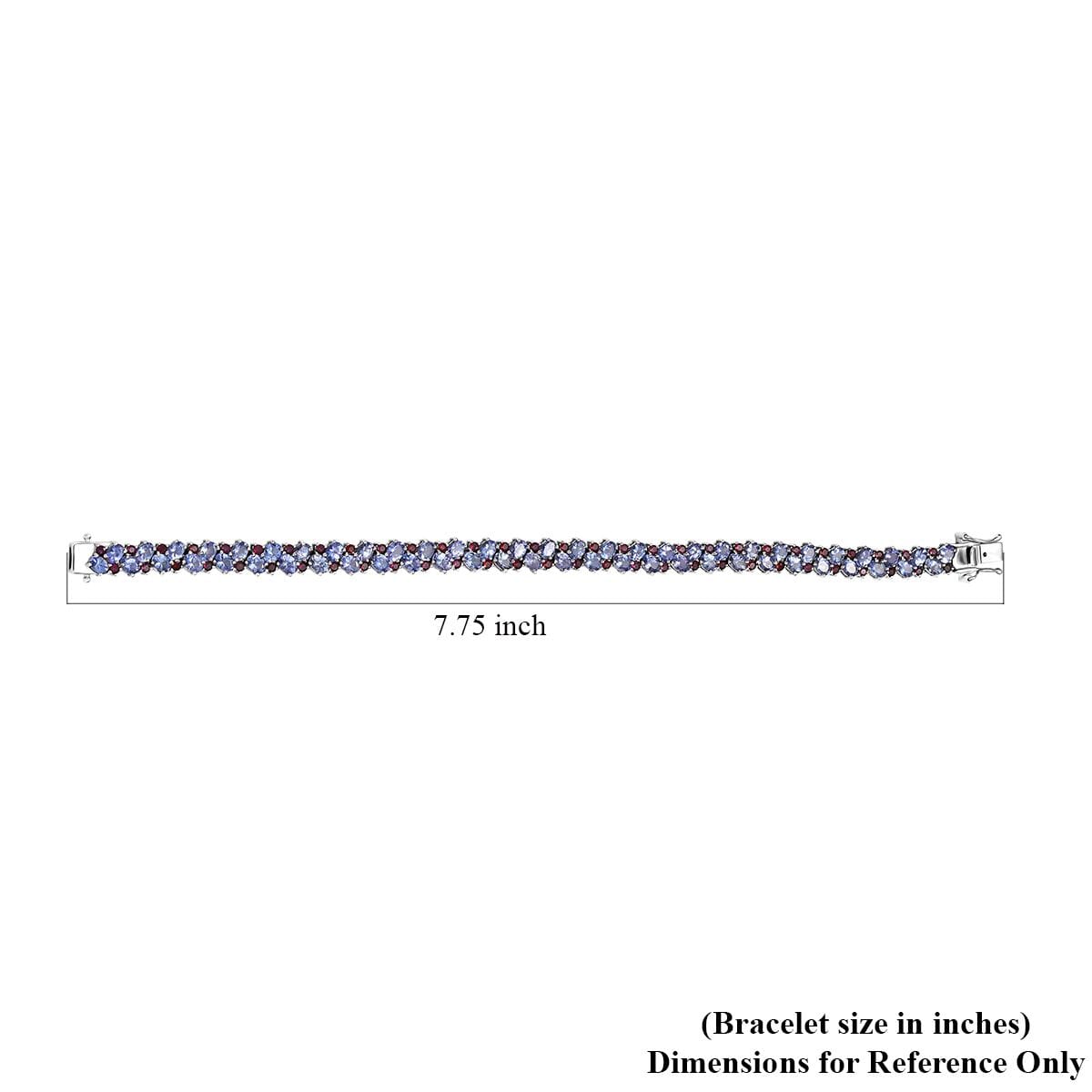 Tanzanite and Anthill Garnet 10.90 ctw Natural Blooming Bracelet in Rhodium Over Sterling Silver (7.25 In) image number 4