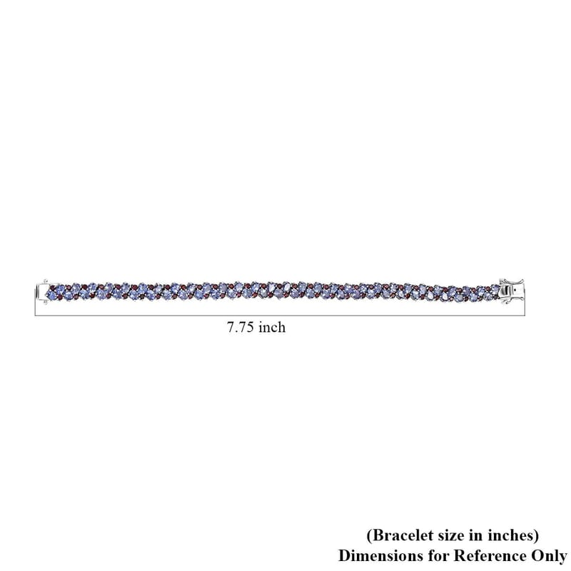 D'Joy Tanzanite and Anthill Garnet 10.90 ctw Natural Blooming Bracelet in Rhodium Over Sterling Silver (7.25 In)
