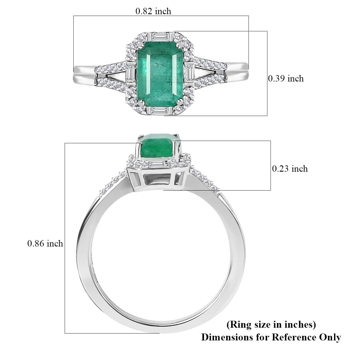 Kagem Zambian Emerald, Moissanite Embrace Ring in Rhodium Over Sterling Silver (Size 10.0) 1.20 ctw image number 5