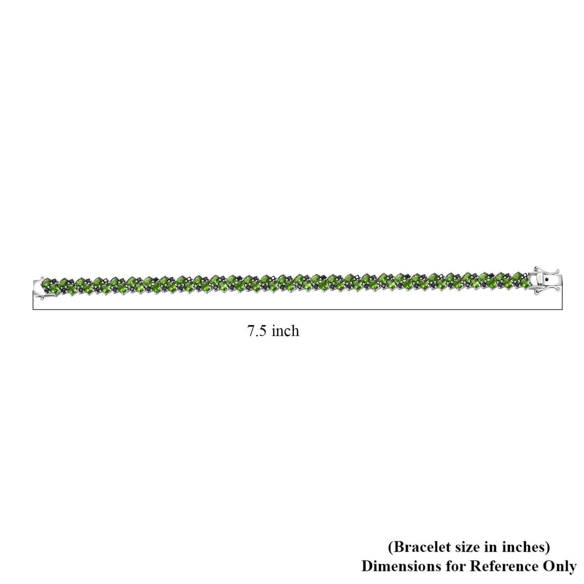 Chrome Diopside and Blue Sapphire 12.70 ctw Natural Blooming Bracelet in Rhodium Over Sterling Silver (7.25 In) image number 3