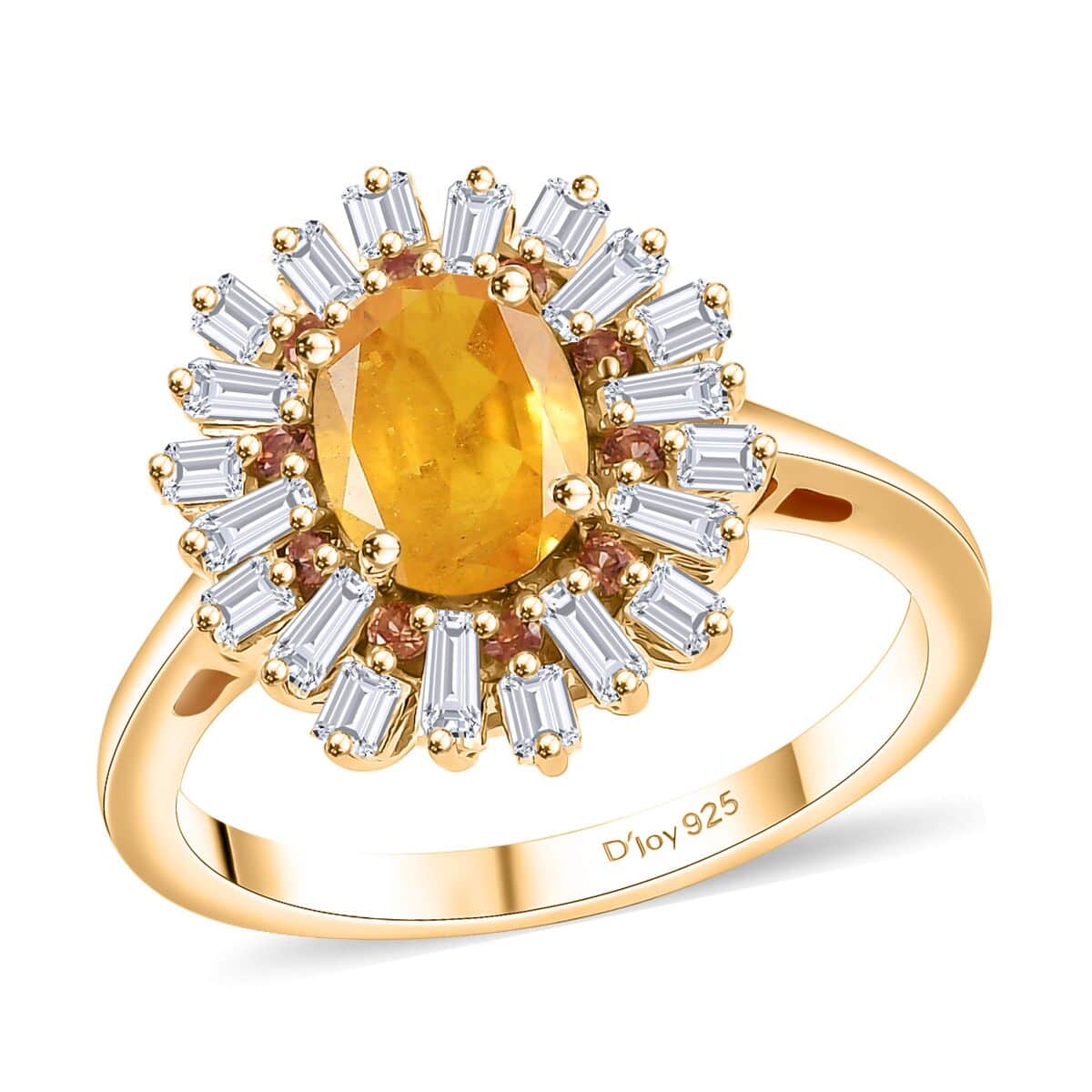 Madagascar Yellow Sapphire and Multi Gemstone 2.50 ctw Sunburst Flower Ring in 18K Vermeil Yellow Gold Over Sterling Silver image number 0