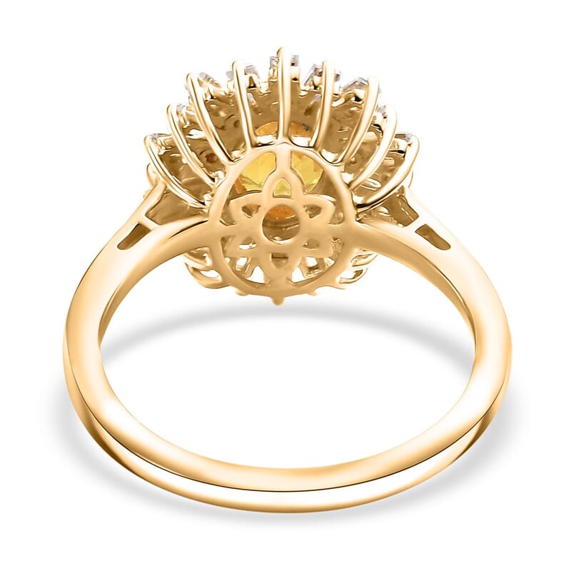 Madagascar Yellow Sapphire and Multi Gemstone 2.50 ctw Sunburst Flower Ring in 18K Vermeil Yellow Gold Over Sterling Silver (Size 10.0)