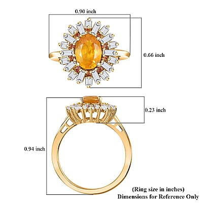 Madagascar Yellow Sapphire and Multi Gemstone 2.50 ctw Sunburst Flower Ring in 18K Vermeil Yellow Gold Over Sterling Silver (Size 10.0)