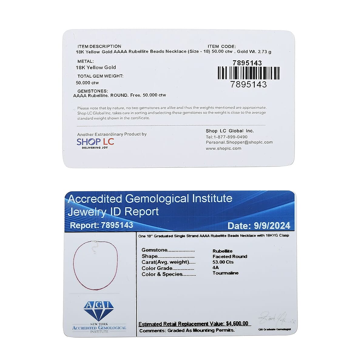 Certified & Appraised Iliana AAAA Ouro Fino Rubellite 53.00 ctw Beaded Graduated Necklace in 18K Yellow Gold 18-20 Inches image number 6