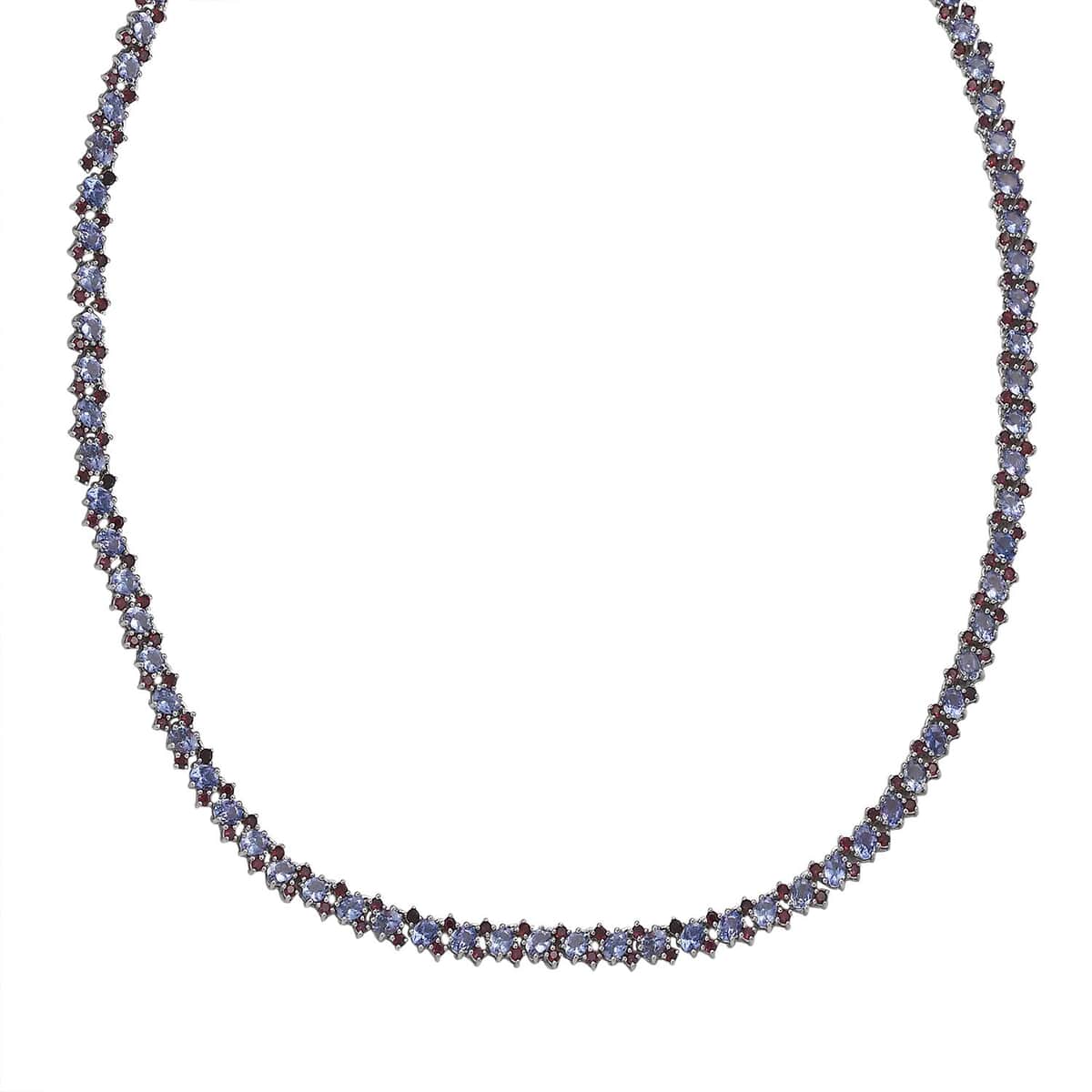 Doorbuster Tanzanite and Anthill Garnet 18.80 ctw Natural Blooming Necklace in Rhodium Over Sterling Silver 18 Inches image number 0