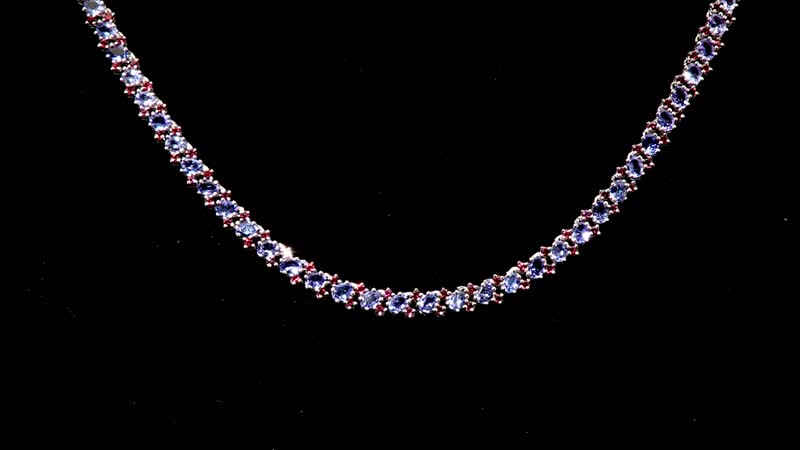 Doorbuster Tanzanite and Anthill Garnet 18.80 ctw Natural Blooming Necklace in Rhodium Over Sterling Silver 18 Inches