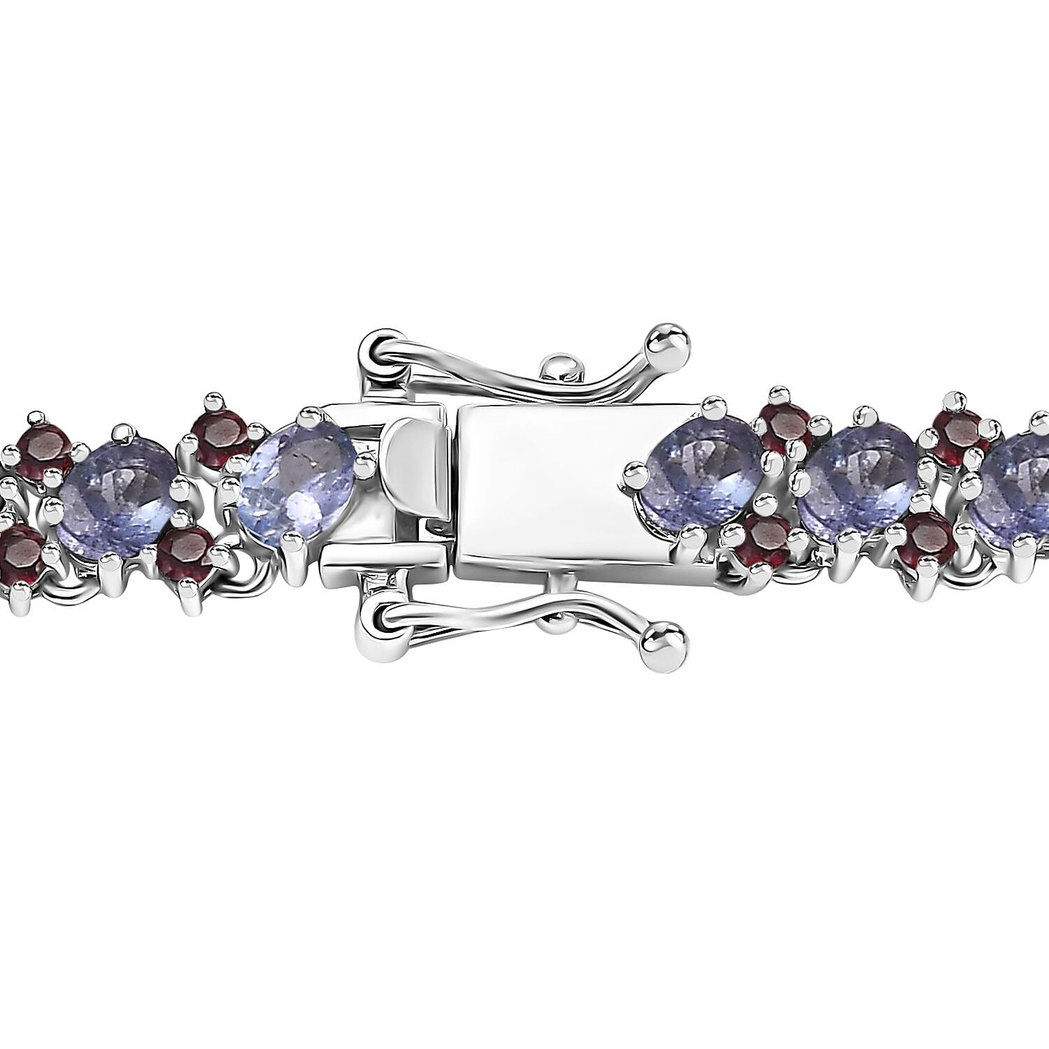 D'Joy Tanzanite and Anthill Garnet 18.80 ctw Natural Blooming Necklace in Rhodium Over Sterling Silver 18 Inches