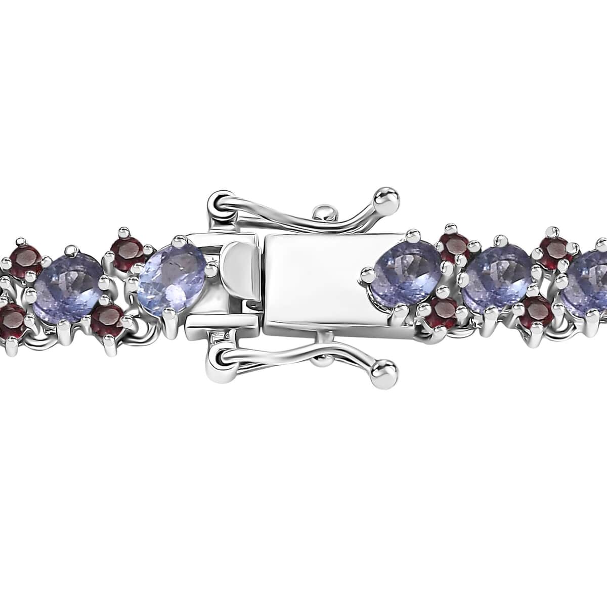 Doorbuster Tanzanite and Anthill Garnet 18.80 ctw Natural Blooming Necklace in Rhodium Over Sterling Silver 18 Inches image number 4